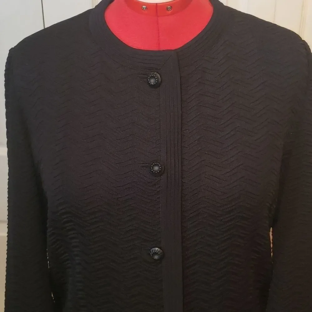 Kimberly Black Chevron Button Up Sweater